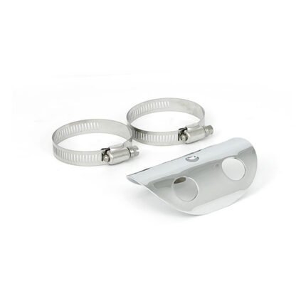 universal bullet hole heat shield 4 long chrome for harley fits 2 1 4 exhaust pipes