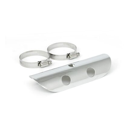 universal bullet hole heat shield 7 long chrome for harley fits 2 1 4 exhaust pipes