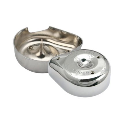 ss super e g air cleaner cover notched chrome for harley fits all shovel with 5 gallon tanks 075 stroker cylinders and super e g caburetors