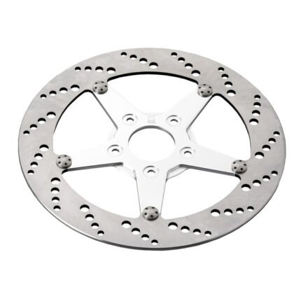 k tech front right brake rotor 11 5 stainlesspolish center for harley fits upto 1999 models