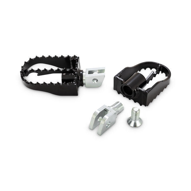 burly mx style rider foot pegs black for harley fits 2018 2023 softail with foot pegs rider triumph thruxton