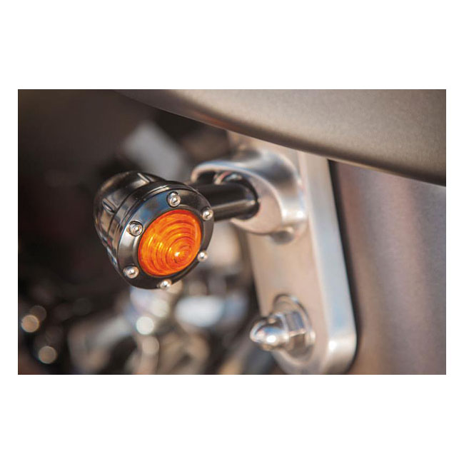 rsd tracker turn signal set black amber lens for harley