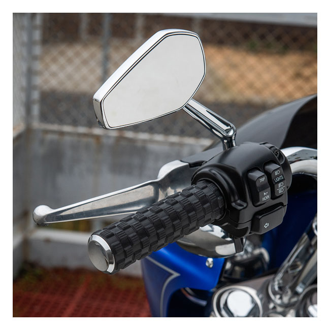 arlen ness air trax grips chrome end caps for harley fits 1974 2022 h d with single or dual throttle cables excl street