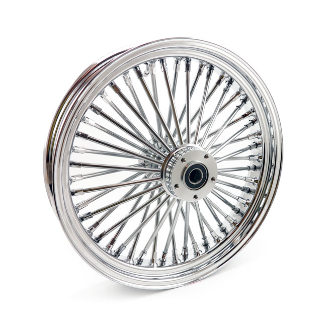 mcs radial 48 fat spoke front wheel 3 50 x 18 df chrome for harley fits 2000 2007 touring 2002 2007 v rod