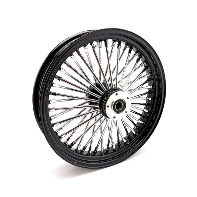 mcs radial 48 fat spoke front wheel 3 50 x 18 df black for harley fits 2000 2007 touring 2002 2007 vrod