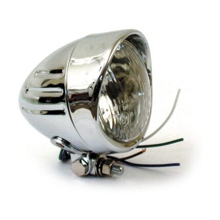 bullet 4 h4 headlamp ribbed visor chrome for harley