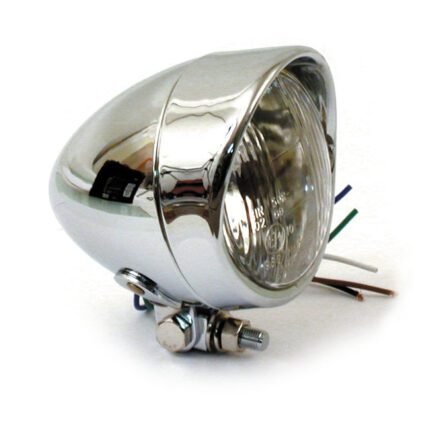 bullet 4 h4 headlamp smooth visor chrome for harley