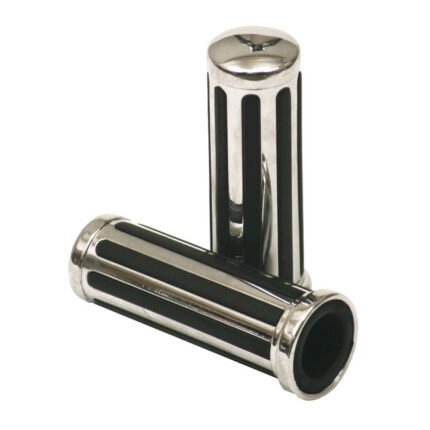 handlebar grip set rail with black rubber inlay for harley fits 1974 1923 h d with 1 diameter grip area