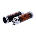 handlebar grip set cushion skull leather for harley fits 1974 1923 h d with 1 diameter grip area