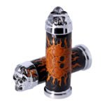 handlebar grip set cushion skull leather for harley fits 1974 1923 h d with 1 diameter grip area