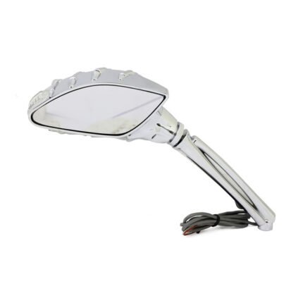skeleton mirror set with led turn signals chrome for harley