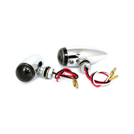 micro bullet led taillight set chrome smoke lens for harley