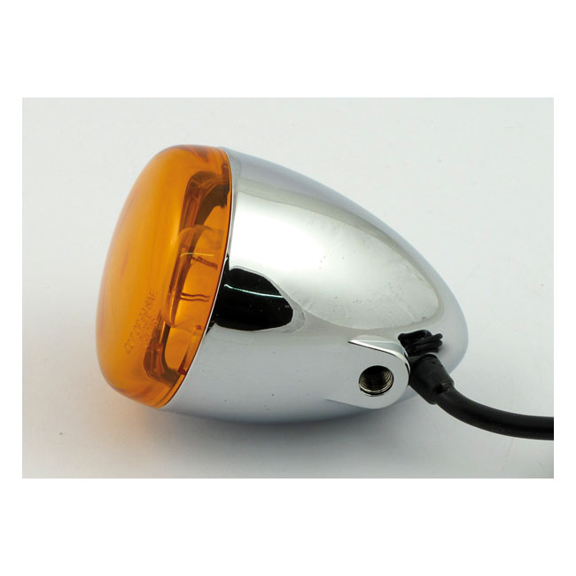 chris bullet turn signal chrome amber lens front for harley