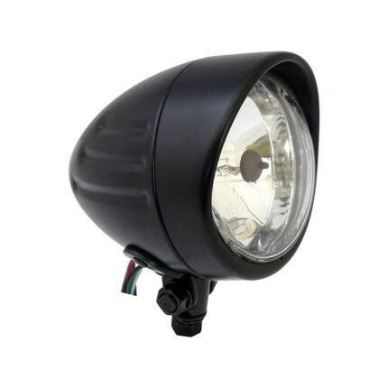 bullet 4 h4 headlamp ribbed visor black for harley