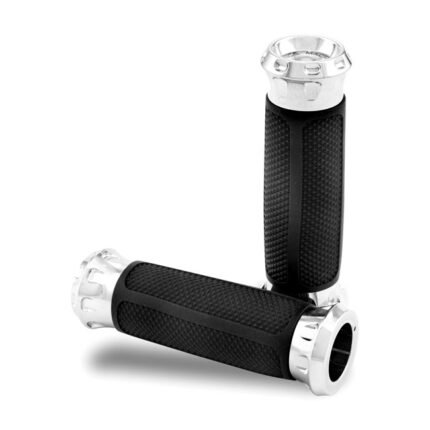pm overdrive grips chrome for harley fits 2008 2023 h d with e throttle excl 2023 flhxse 2018 2023 fltrxse pan america ra sportster rh