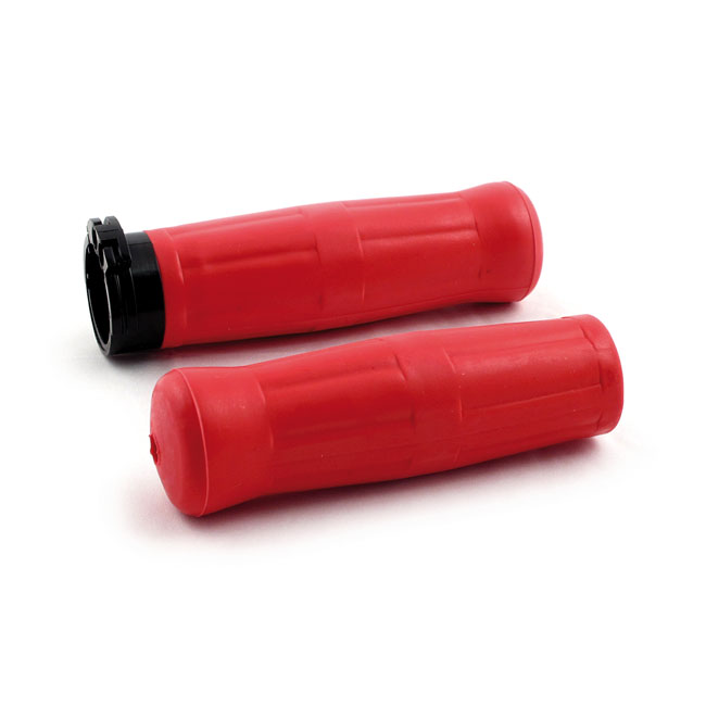 avon old school grips coke bottle look red for harley fits 1996 2022 h d with dual throttle cables excl street