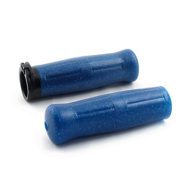 avon old school grips coke bottle look blue sparkle for harley fits 1996 2022 h d with dual throttle cables excl street