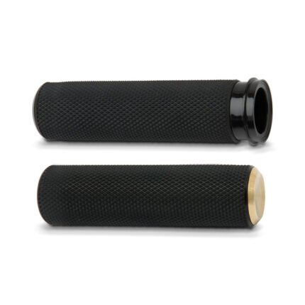 ness knurled fusion grips brass for harley fits 1974 2022 h d with single or dual throttle cables excl street