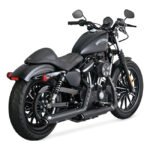 vance hines twin slash 3 slip on pcx mufflers black for harley fits 2014 2020 xl sportster