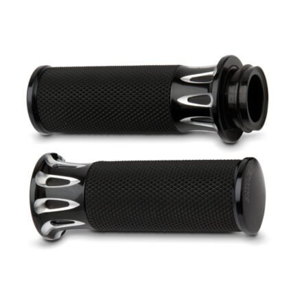 arlen ness fusion billet deep cut grips black for harley fits 1974 2021 h d with single or dual throttle cables excl street