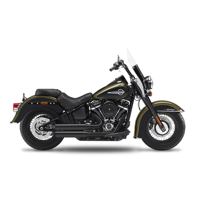 kesstech 2in2 fusion long shotgun low exhaust ese black ma for harley fits softail 2018 2020 slim me107 2018 2019 heritage classic me107 2018 2020 deluxe me107