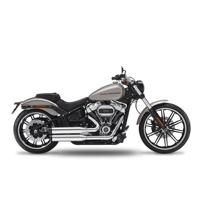 kesstech 2in2 fusion long shotgun low exhaust ese chrome for harley fits softail 2018 2019 breakout me107 2018 2020 fat boy me107 4