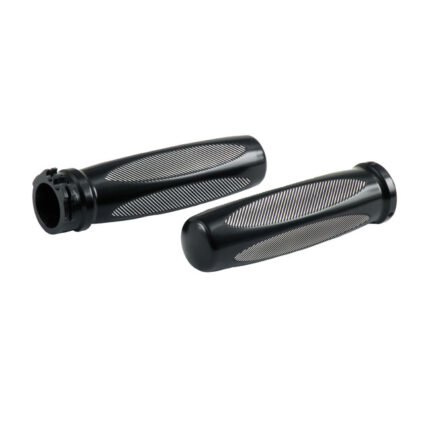 cpv ribbed handlebar grip set black for harley fits 1974 2022 h d with single or dual throttle cables excl street