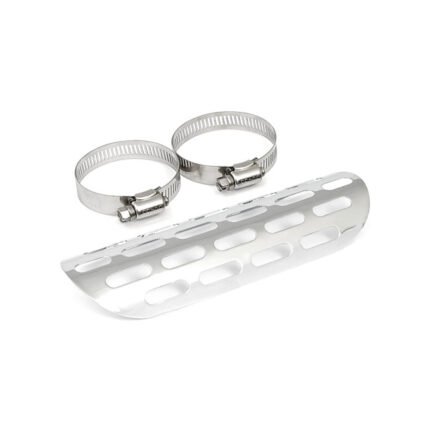 universal slotted heat shield 9 long chrome for harley fits 1974 1975 exhaust pipes