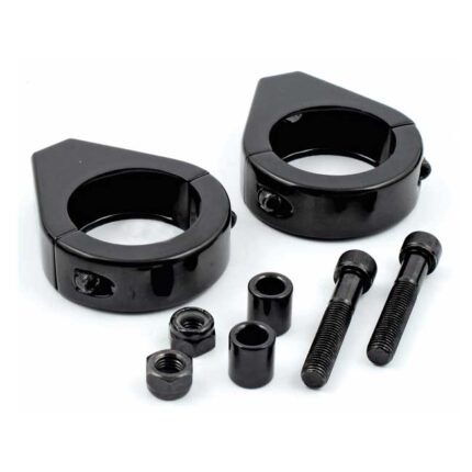 smooth edge fork mount clamp kit 39mm black for harley fits universal