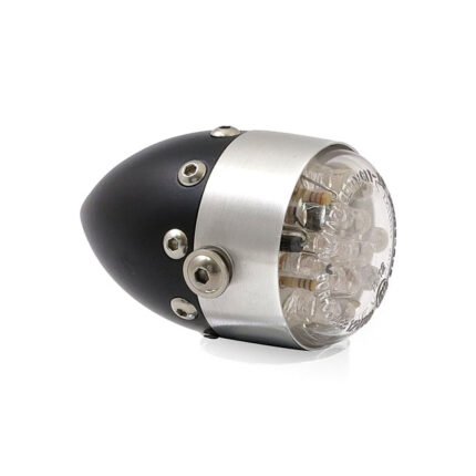 hkc retro led taillight matte black alu front ring for harley